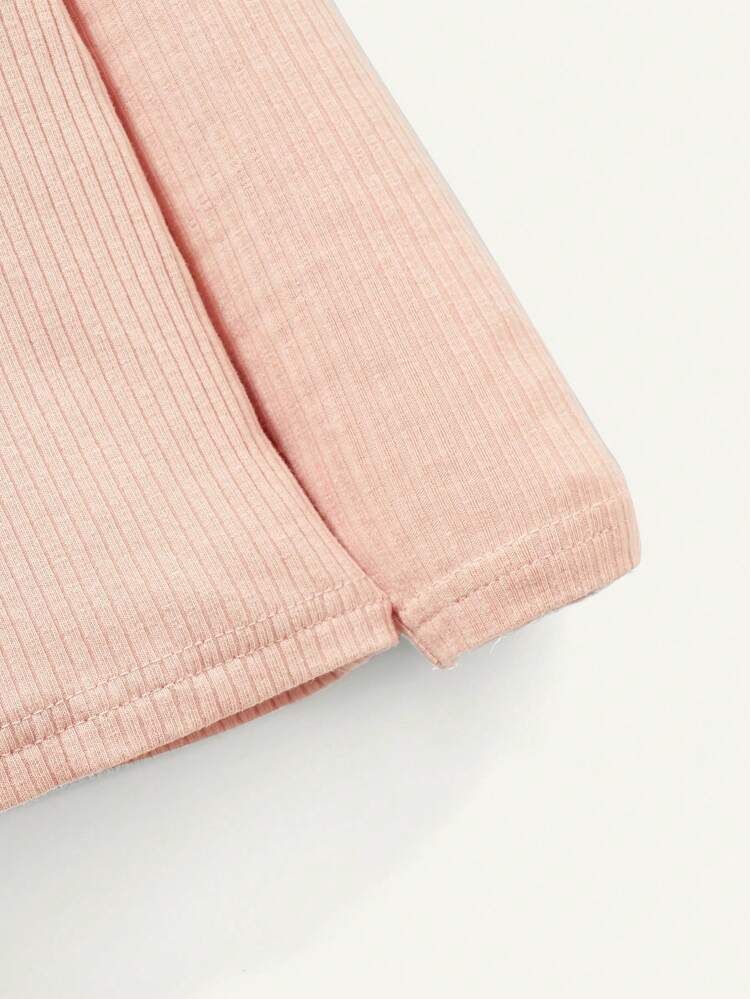 Baby Girl Color-Block Round Neck Long Sleeve Top And Pants Four-Piece Set Snug Fit Pajamas