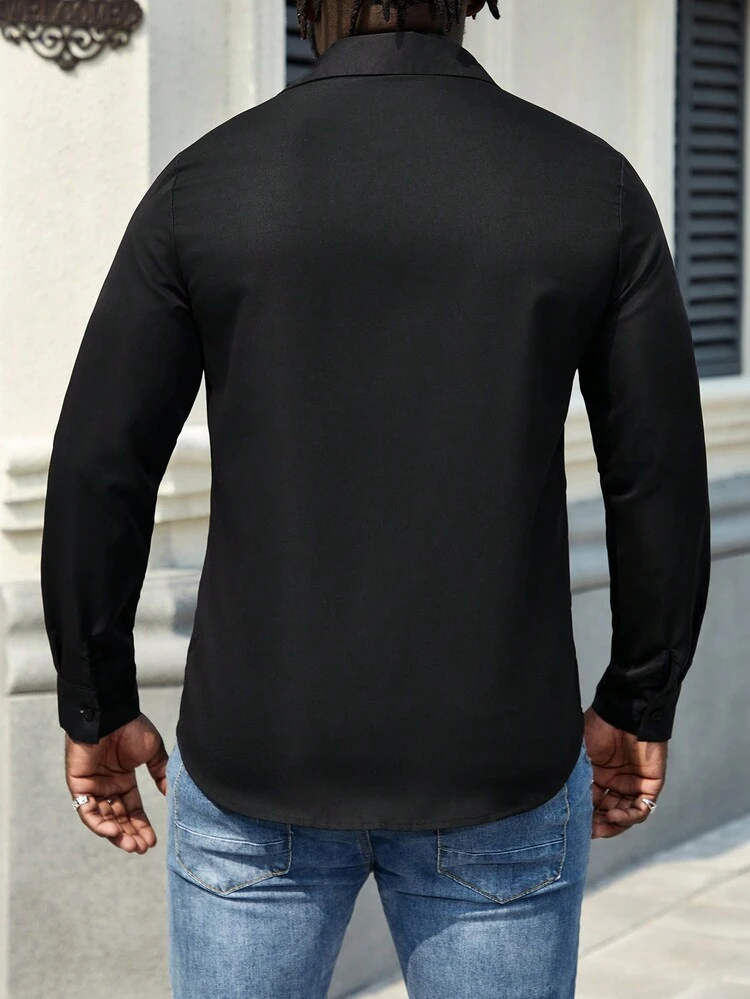 Men's Plus Size Crown Print Long Sleeve Shirt