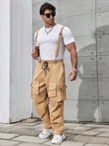 Manfinity Homme Men's Plus Size Solid Color Overalls