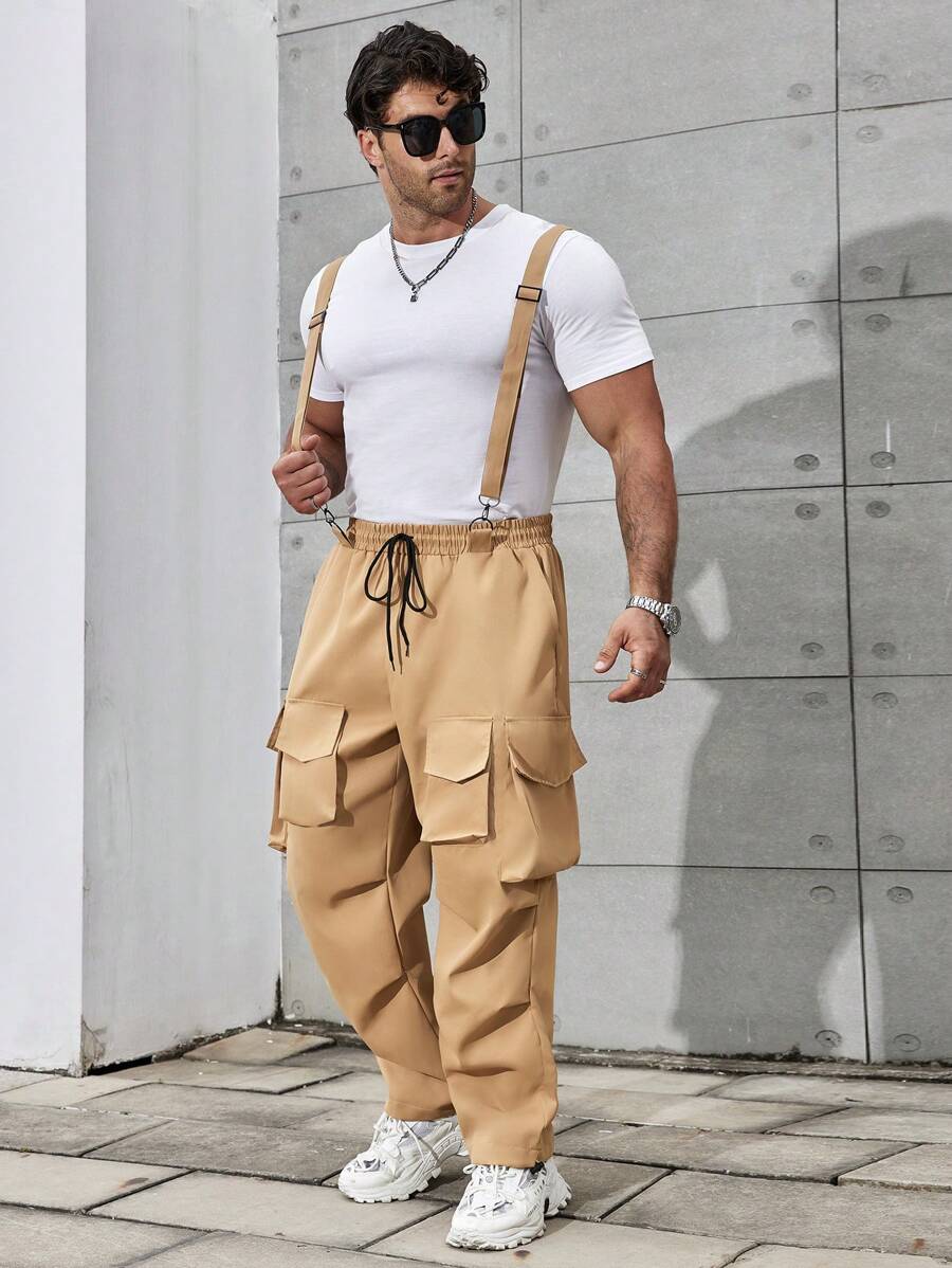 Manfinity Homme Men's Plus Size Solid Color Overalls