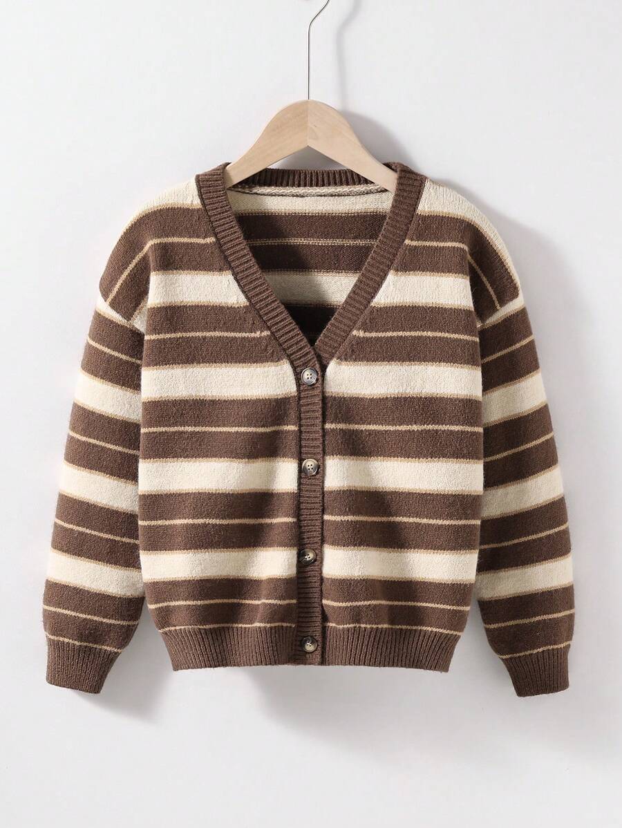 Cárdigan De Punto A Rayas Para Niño De Preadolescente Con Frente Abierto - Multicolor - Ver 1