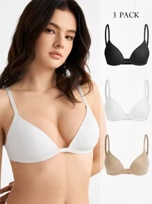 Ocili Leisure 3pcs Solid Color Wireless Bra - Multicolor - View 5