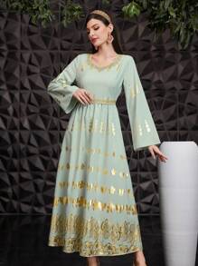 Al Najma Robe De Dames À Manches Longues Col En Cœur
