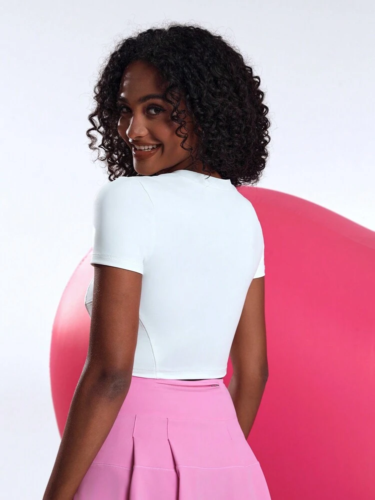 Half Zipper Tight-Fitting Short Sleeve Sports Sweatshirt