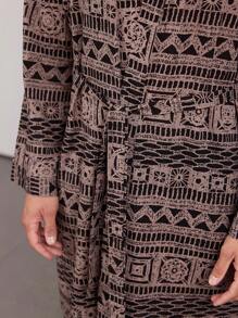 Men's Geometric Patterned Bathrobe For Home Use