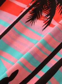 Manfinity Chillmode Men's Palm Tree Print Tank Top Beach Tops - Blue - View 3