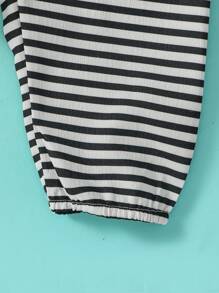 Conjunto De 4 Piezas De Pantalones Para Bebé Con Dibujos Animados Simples A Rayas, Sólidos Con Textura, Elásticos En El Puño, Bonitos Y Cómodos Para El Uso Diario En Primavera Y Verano - Multicolor - Ver 5