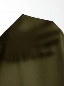 SHEIN EZwear 純色鐵鍊針織短袖連身衣 - 軍綠色 - 查看 7