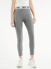 Forever 21 女字母印花編織帶褲襪 - 灰色 - 查看 5