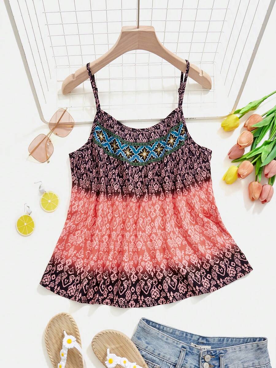 SHEIN VCAY Vacation Style Women's Position Paisley Print Summer Beach Tank Top - Multicolor - View 1