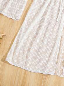 少女莲叶袖腰带和服裙 - 白色 - 查看 6