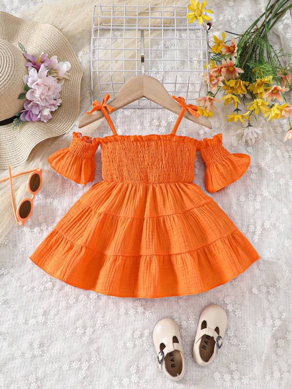 Einfarbiges, Lässiges Baby-mädchen-trägerkleid