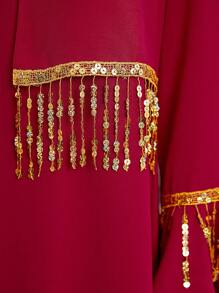 Al Najma Women's Gold Fringe Decorated Arabian Dress