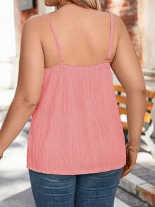 Calvaya Plus Size Solid Color Ribbed Camisole Top - Dusty Pink - View 2