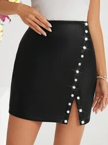 SHEIN Clasi Fustă cu mărgele pentru damă. Pantaloni pentru femei