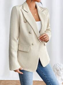 Chiquease Double Breasted Suit Jacket - Apricot - View 5