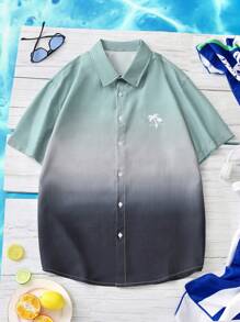 Genlund Men's Gradient Drop Shoulder Shirt - Green - View 7