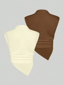 SHEIN Unity Asymmetrical Hem Tank Top Set - Multicolor - View 2