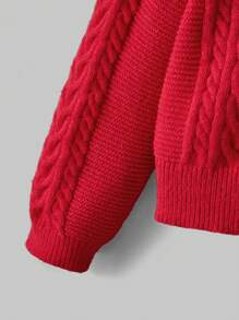 ROMWE Kawaii 女士色塊邊緣針織開襟衫 - 紅色 - 查看 3