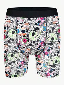5 Pairs Of Men's Skull Print Boxer Briefs - Multicolor - View 4