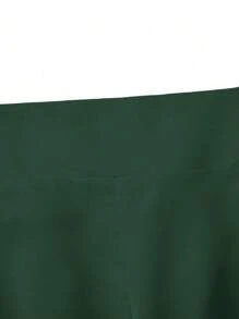 SHEIN Clasi 大碼女士高腰寬腿褲 - 綠色 - 查看 6