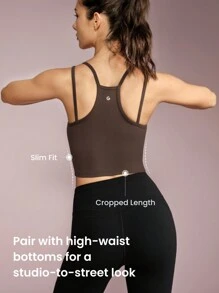 GLOWMODE FeatherFit™ Strappy Activity Cropped Tank Top Light Support Low Impact Yoga Daily