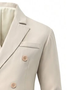 Manfinity Mode Men's Double-Breasted Classic Suit - Khaki - View 3