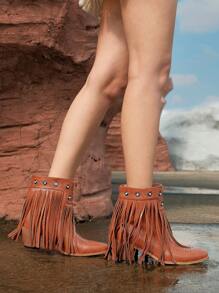 Styleloop Women's Bohemian Style Desert NightShort Western Boots - Brown - View 4