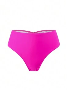 Swim Basics 女式打褶游泳裝下著 - 玫紅色 - 查看 2