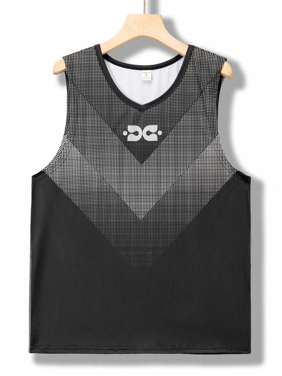 SHEIN Teen Boy's Geometric Gradient Print Sports Tank Top - Multicolor - View 1