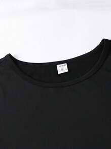 Camiseta De Manga Corta Con Estampado De Árboles De Palmera De Coco Y Pantalones Cortos Para Vacaciones - Negro - Ver 4