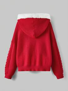 ROMWE Kawaii 女士色塊邊緣針織開襟衫 - 紅色 - 查看 2