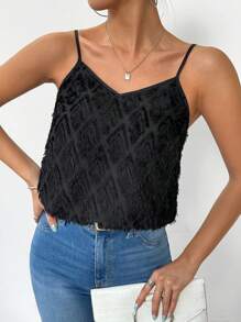 SHEIN LUNE Top De Tanque De Camisola Peludo Y Con Escote En V
