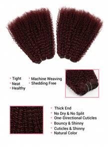 6pcs Jerry Curl Human Hair Weave Bundles 99J Colored Dark Wine Color - S99JA - View 6