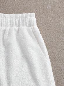 SHEIN VCAY 女性實色蕾絲兩件套 - 杏色 - 查看 3