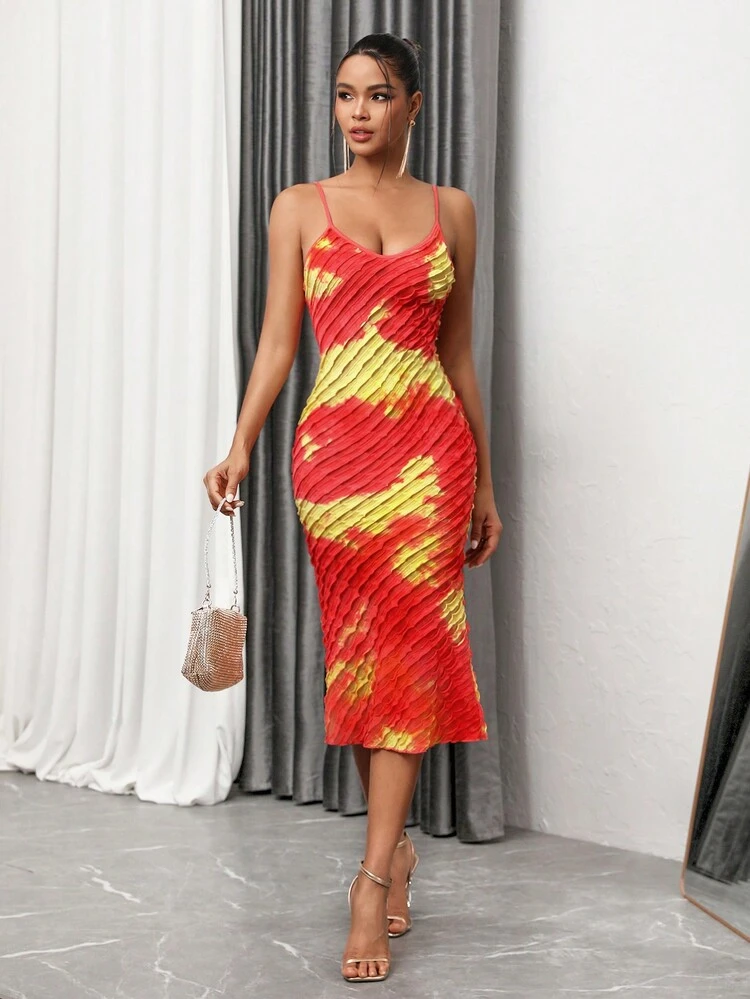 Women's Tie Dyeing Fish Tail Hem Cami Dress