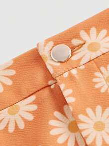 SHEIN MOD Giống cúc In Kích thước lớn Của phụ nữ Quần short - trái cam - Xem 3