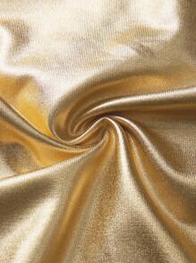 Celure Plus Size Metallic Sleeveless Bodysuit - Gold - View 6
