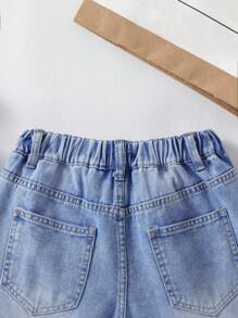 Tween Girls' Ripped Denim Shorts - Medium Wash - View 4