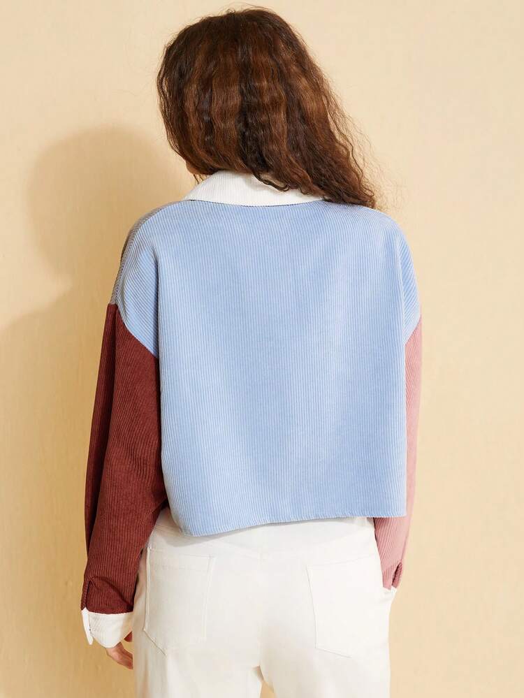 Women's Color Block Lapel Jacket