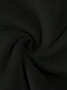 SHEIN EZwear Của phụ nữ In Khẩu hiệu Thả vai Áo nỉ - màu đen - Xem 5