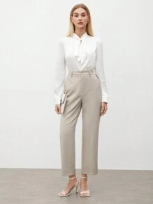 BizChic Ladies' Solid Color Straight Leg Suit Pants - Khaki - View 7