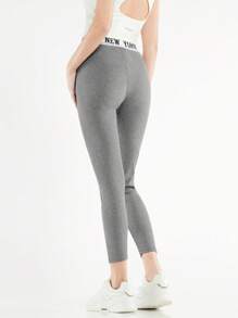Forever 21 女字母印花編織帶褲襪 - 灰色 - 查看 2