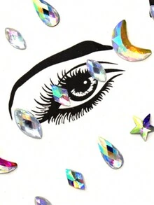 ROMWE Goth 1入組星月融合鑽石面部貼花