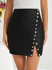 SHEIN Clasi Fustă cu mărgele pentru damă. Pantaloni pentru femei