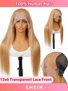 蜜色13x6鬆緊帶蜂巢網人髮假髮,預拉直柔順假髮網假髮,適用於女士 - S27 - 查看 2