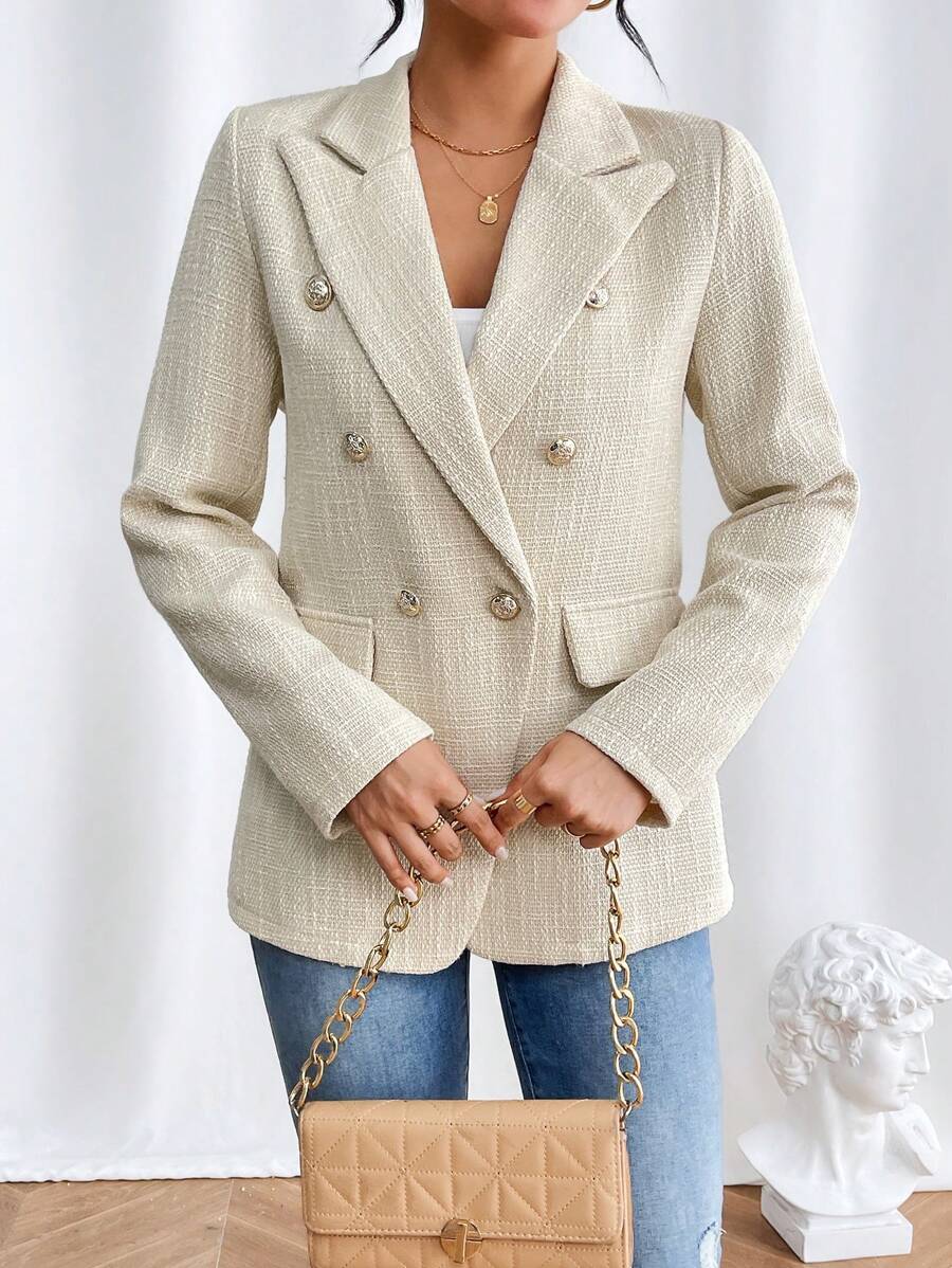 Chiquease Double Breasted Suit Jacket - Apricot - View 1