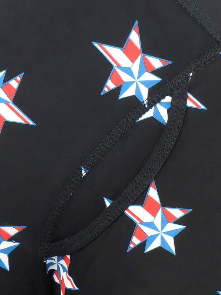 5pcs American Style Men's Star Print Boxer Briefs