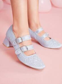 女士時尚銀色高跟泵鞋 - 銀色 - 查看 1