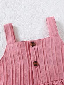 女嬰夏季可愛清新風格針織背心+短褲4件套 - 彩色 - 查看 3